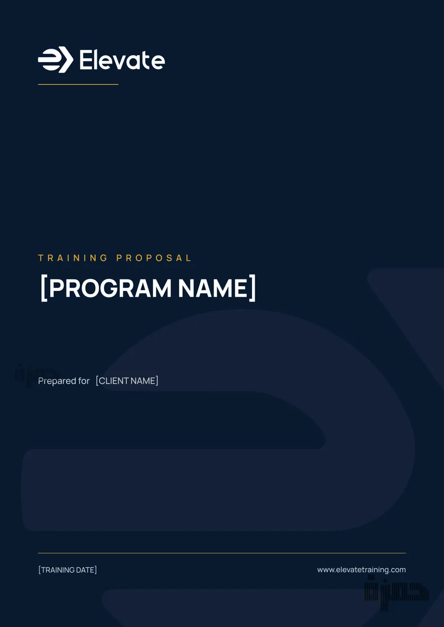 Elevate training proposal cover